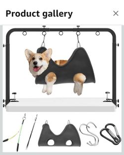Adjustable Pet Grooming Arm for Table: 42" Height & 27"-39" Width, Clamp Fits Up to 2.76", Includes Hammock & 2 No-Sit Nooses, Heavy-Duty Dog Grooming