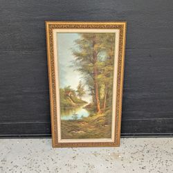 Vintage Oil On Canvas Painting Landscape