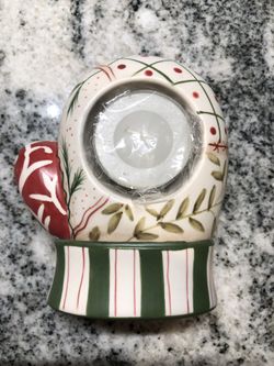 Yankee Mitten Ceramic Tea Light Candle Holder