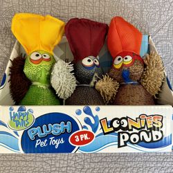 Happy Tails Loonies Pond Plush Pet Toys 3-Pack