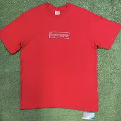 Supreme X kaws box logo red tee