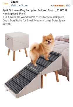 Ziluce 2-in-1 Foldable Dog Ramp and Ottoman