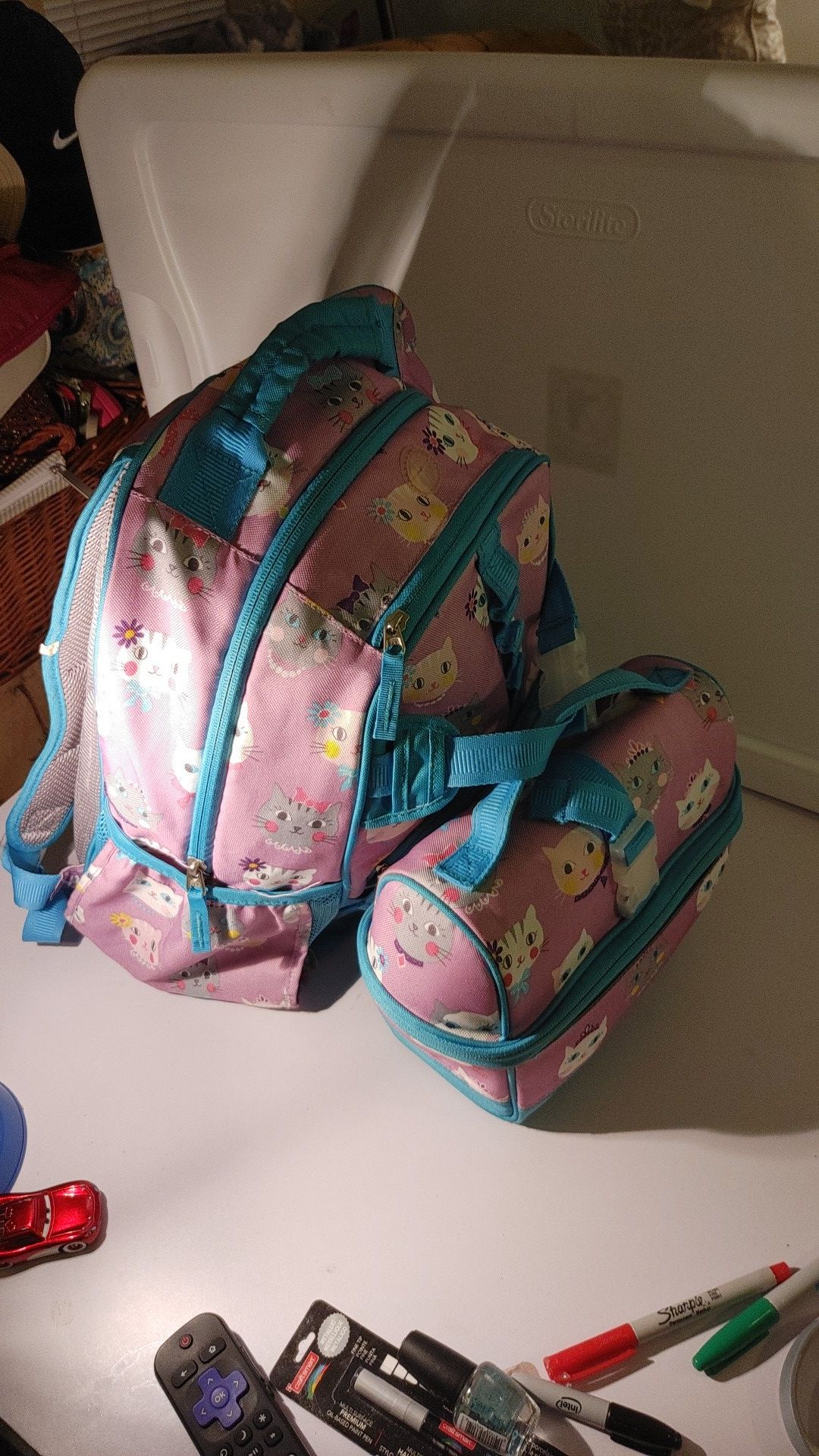 Large back pack with matching lunch box
