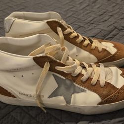 Golden Goose Mid Star LTD with gray leather star beige cotton GGDB EUR 44/ US 10