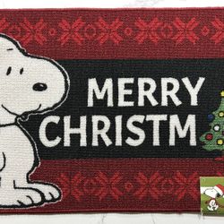 Peanuts Snoopy Merry Christmas Accent Rug Door Mat New 20” X 33”