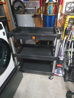 (New)WEN Three-Tray 300-Pound Capacity Triple Decker Service and Utility Cart, 73163