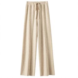 Moving Sale - Cream Wool Wide-Leg Drawstring Pants