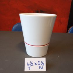 White Ceramic Plant Pot - Red Bottom  Line