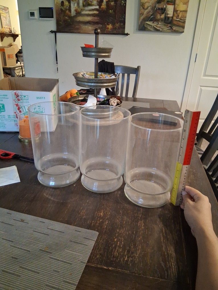 Four Clear Glass 10" In. Flower Vase Home Decor