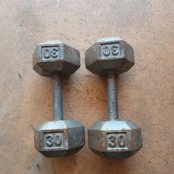 30lbs. Cast Iron Hex  Dumbbells $70 Pair