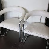 White Vinyl & Chrome Model SS33 Style Cantilever Chair (Sold Only as a set of 2)
