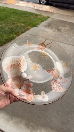 Sea shell glass decorative bowl