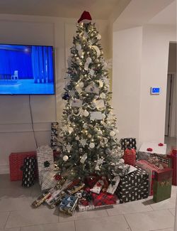 9 ft pre-lit Christmas tree.