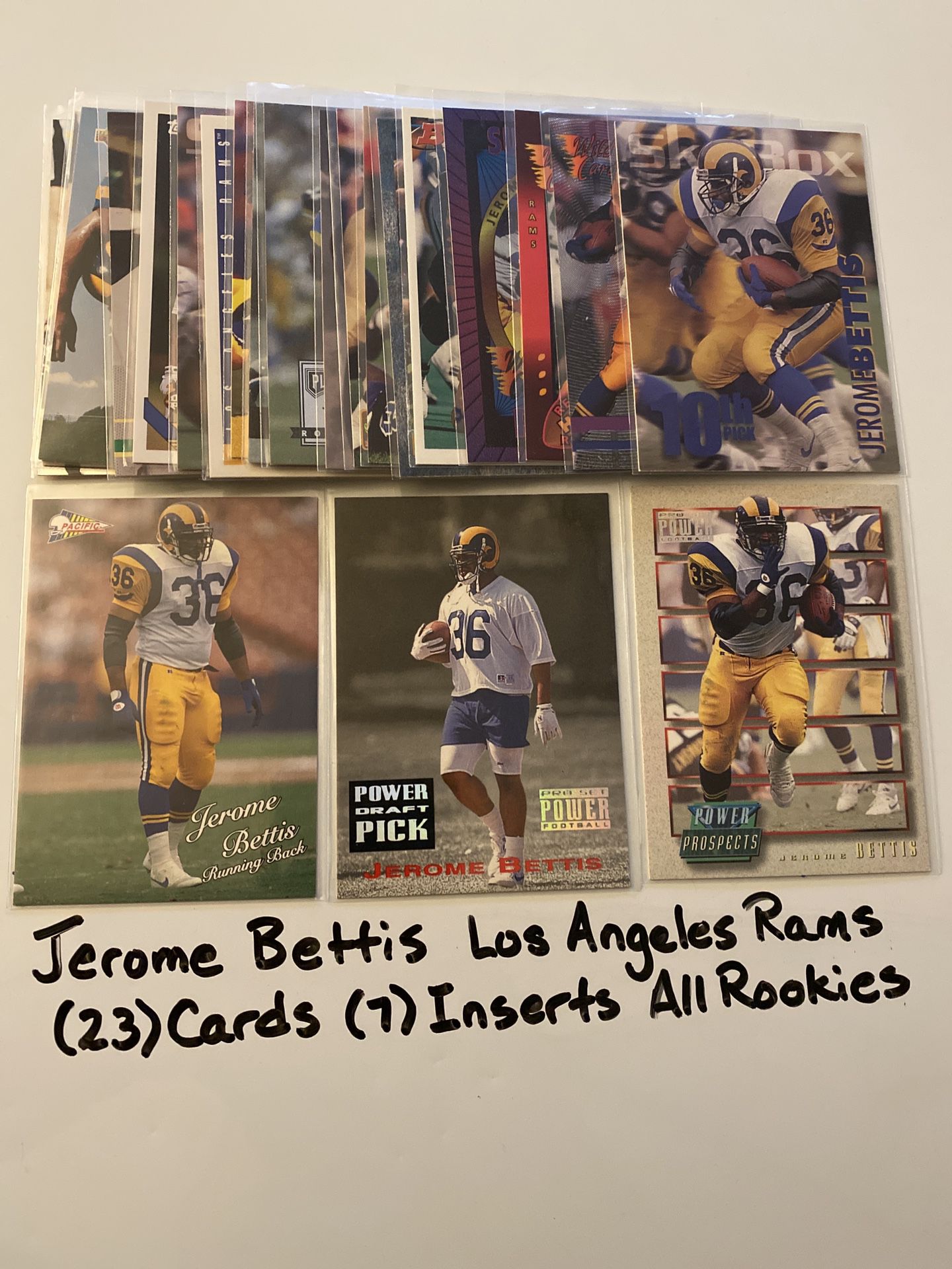 Jerome Bettis Los Angeles Rams Pittsburgh Steelers Hall of Fame RB (23) Card Lot. All Rookie Cards.