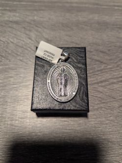 silver (925) oval San Judas pendant