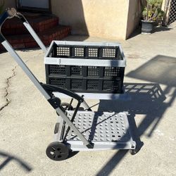 Folding Shopping Cart with 1 Storage Crate 