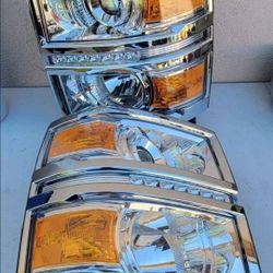 14-15 Chevrolet Silverado LED Projector Headlights Luces Calaveras Micas Faros Focos Faroles Chevy Headlamps 