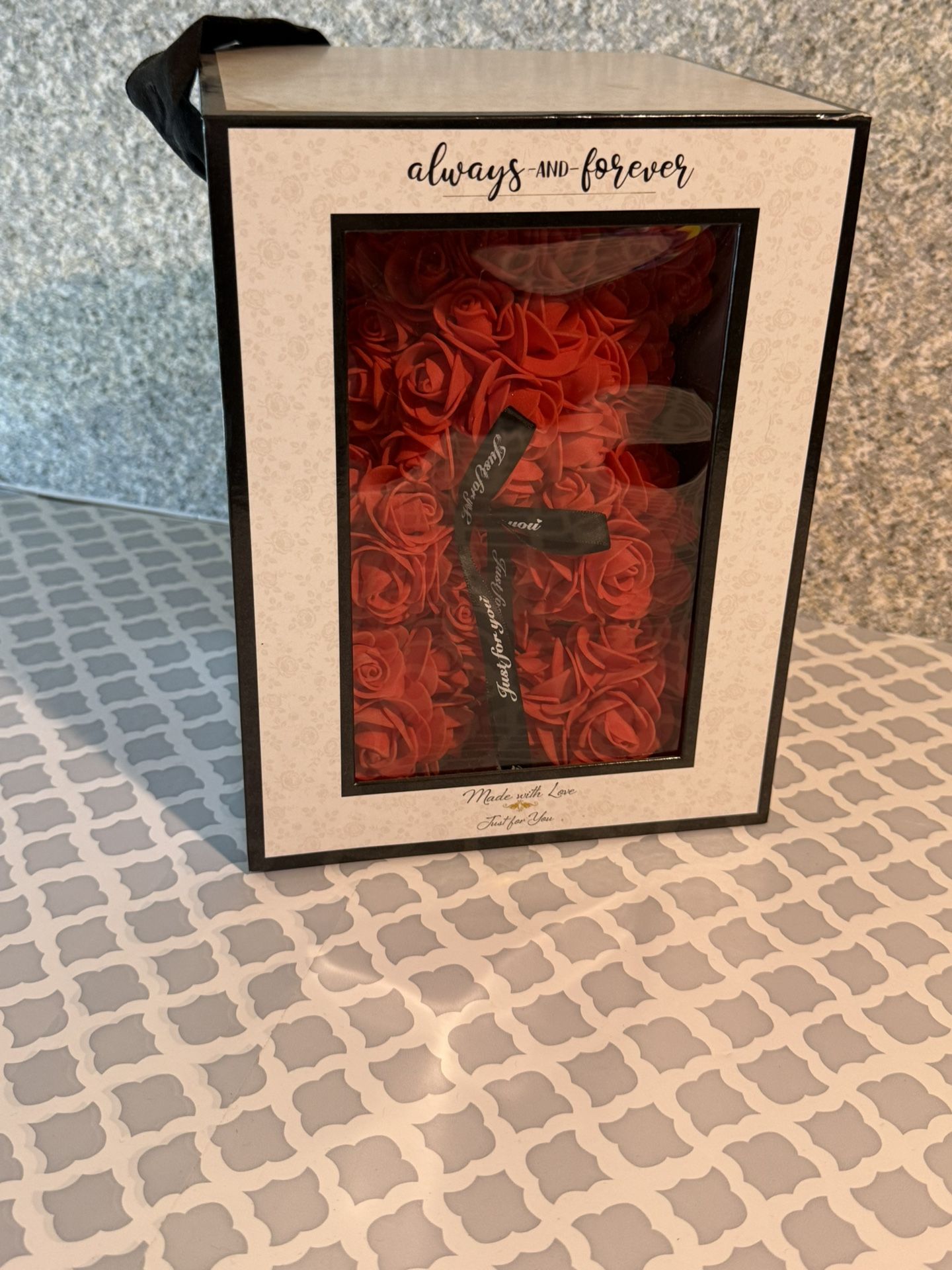 Red Fake Rose Bear