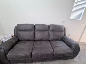 Gray Fabric Reclining 3-Seat Sofa