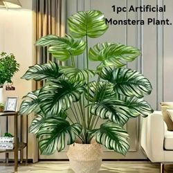 Realistic Tropical Artificial Monstera Plant, Perfect For Home Decor 🏡(Pot Is Not Included)