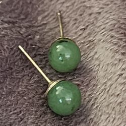 Jadeite Stud Earrings With 14k Gold Plated Posts