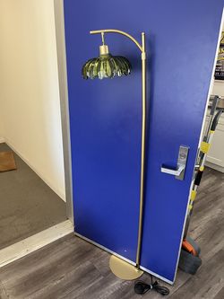 Green Glass Mid Century Modern Dimmable Standing Lamp - $35 OBO