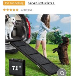 Garvee Heavy Duty Dog Ramp for Cars, 71" x 17" Folding Pet Ramp for Large Dogs with Non-Slip Surface Portable Dog Car Ramp for SUV Car, RVs & Truck, O