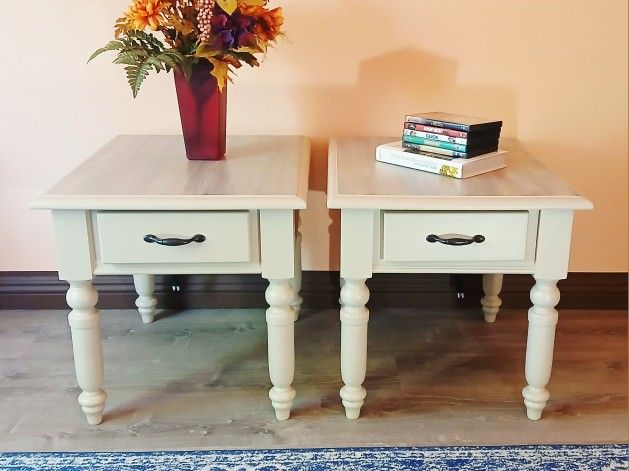 Nightstands, End Tables. Custom Re-Newed Broyhill Vintage Upgraded With USB Charging
