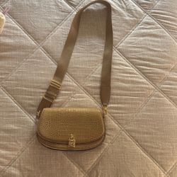 Mila Medium Crocodile Embossed Leather Messenger Bag