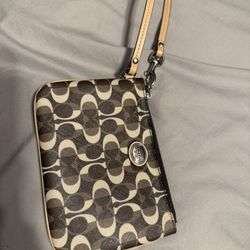 Coach Brown And Beige Wristlet