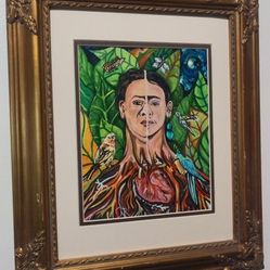 Mexican Art Diego Rivera Frida Kahlo Art Painting Tribute Original Artwork Signed