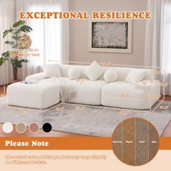LIKIMIO LumiCord Modular Sectional Sofa with Ottoman, 118" L-Shaped Boneless Couch for Living Room, Oversized Deep Seat with Corduroy Upholstery, No A