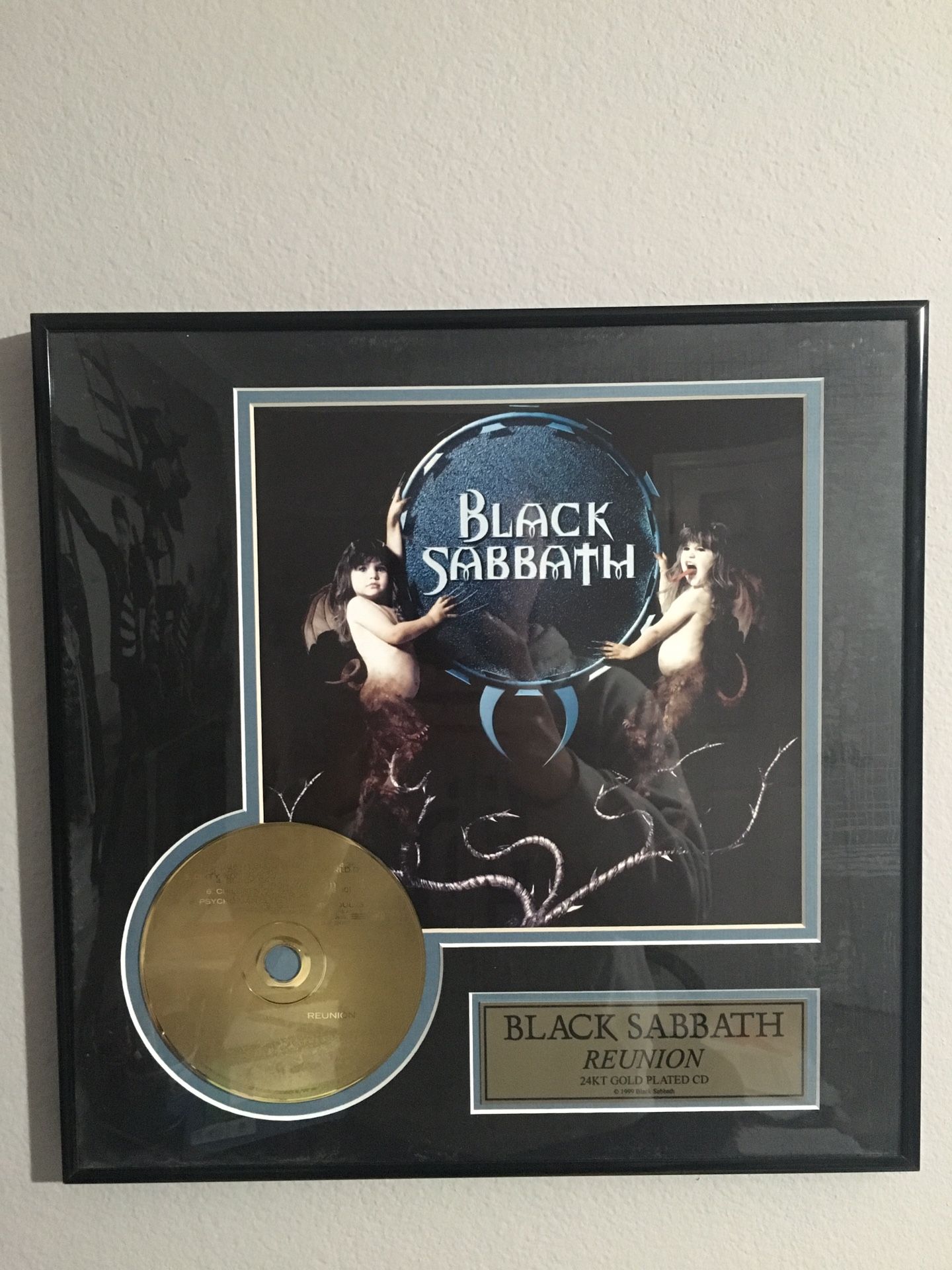 Black Sabbath Ozzy Reunion gold plated cd framed album