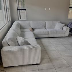 Ashley Furniture Ivory corduroy large  5 Piece Sectional  