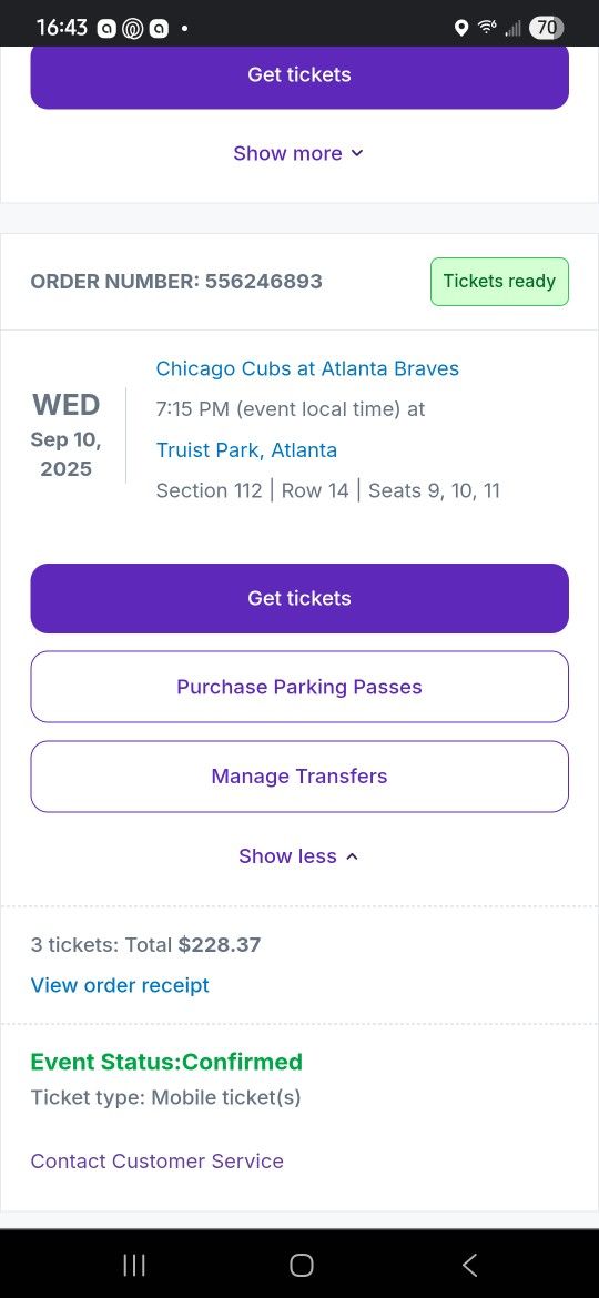 Braves Tickets For Wed Night