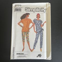 Simplicity Sewing Pattern 9669 Size 6-24 Vintage 1990 Pants Shirt Top