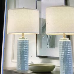 24.8” Modern Ceramic Lamps Set Of 2 & Bulbs Included