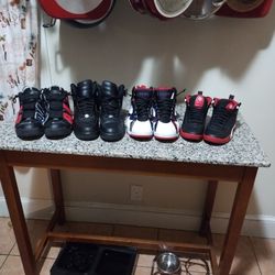 Jordan 7s Blk/Red,  Air Max Pippens Size 9 , All Blk Air Force 0nes Size 9, Air Jordans White Size 10.5