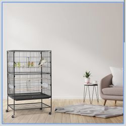 52-inch Wrought Steel Standing Large Flight King Bird Cage for Cockatiels African Grey Quaker Amazon Sun Parakeets Green Cheek Conures Pigeons Parrot 