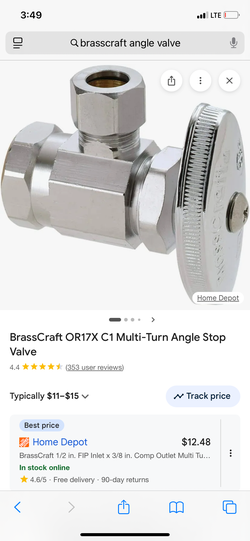 Angle valve 1/2 inch