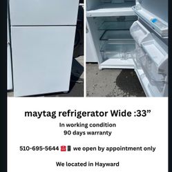 Maytag Apartment Sizes Refrigerator Wide 33”