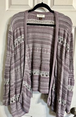 Sonoma Goods for Life Women's Purple and Grey Cardigan Vintage XL