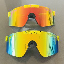 2 for $20 Sunglasses For Skiing, Hiking, Sun, Party, Burning Man- Orange, Blue, Black Pit Viper