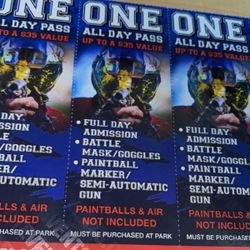 6 All Day Paintball Passes 