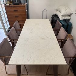 CB2 Harper Brass Dining Table With Marble Top