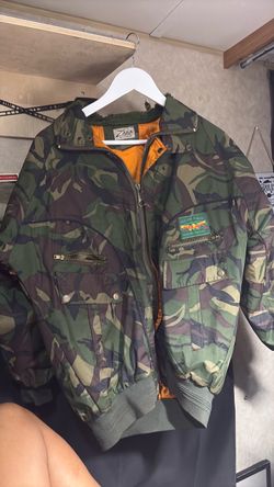 Vintage Zara Camo Pilot Bomber Jacket (Orange Lining)