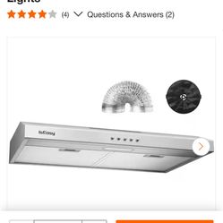 BRAND NEW in Box 30 in. 200-CFM Convertible Under Cabinet Range Hood in Stainless Steel with Charcoal Filter 3-Speed Fan and 2-LED Lights