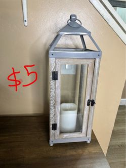 Rustic Wood and Metal Candle Lantern