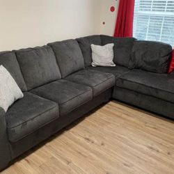 Memorial Day Sale| Altari Dark Gray/Slate 2 PC Sectional Couch With Chaise (Ottoman,Sofa, Loveseat,Chair) Sleeper Optional @ Delivery 🚚