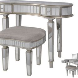 2 Piece Kidney Shaped Mirror Vanity Set